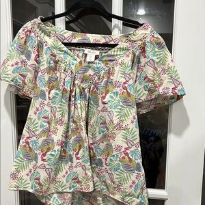 Haute Hippie Pink and Green Tie Front Blouse